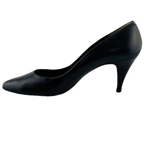 Halston III Black Leather Pointed Toe Pumps Womens Size 9AA - Picture 7 of 9